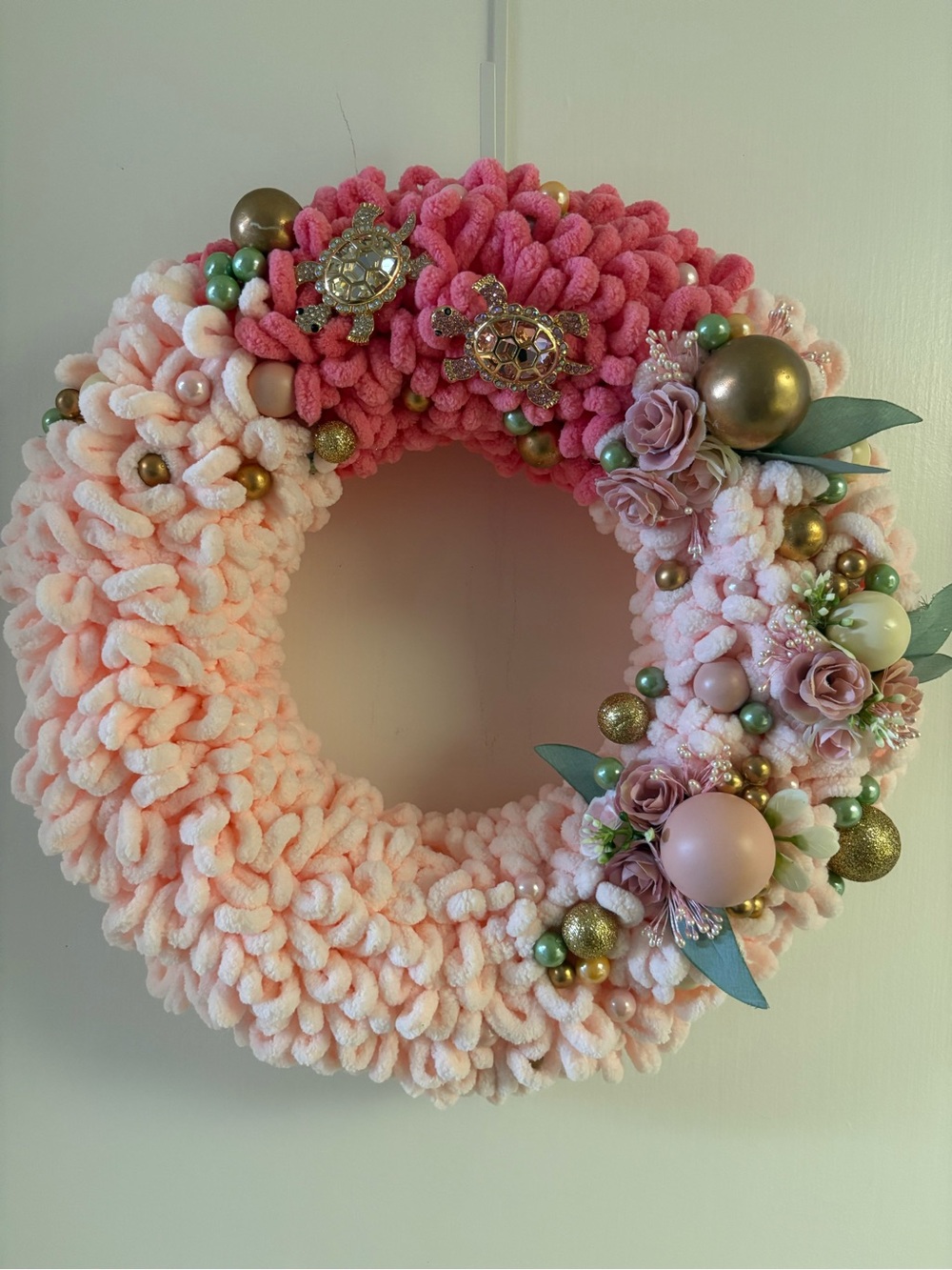 Handcrafted Pink & Rose Decorative Wreath by